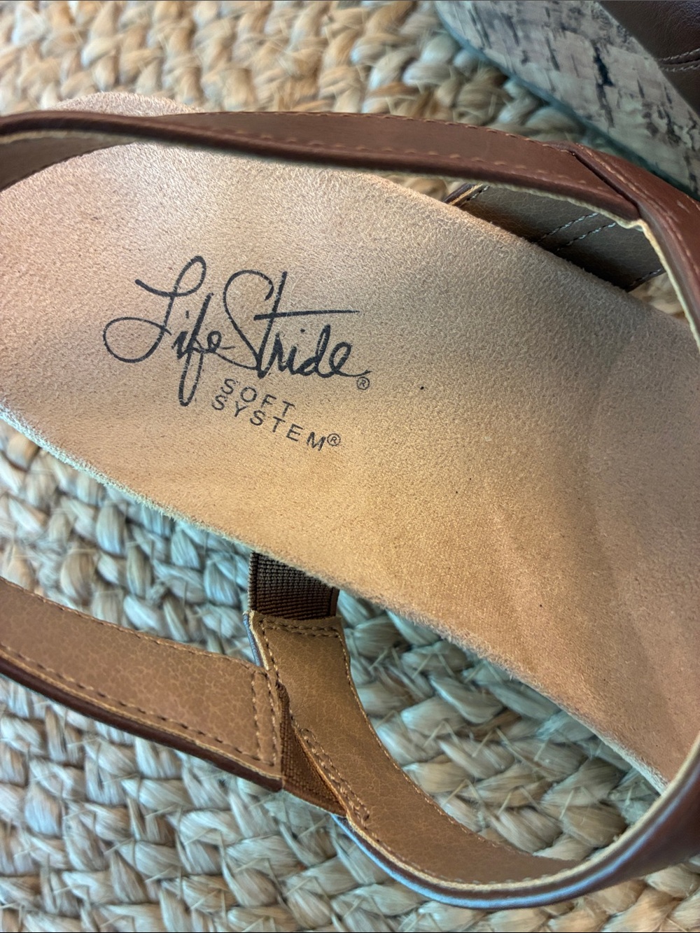Life Stride Brown Strappy Slingback Wedge Sandals - Picture 4 of 5